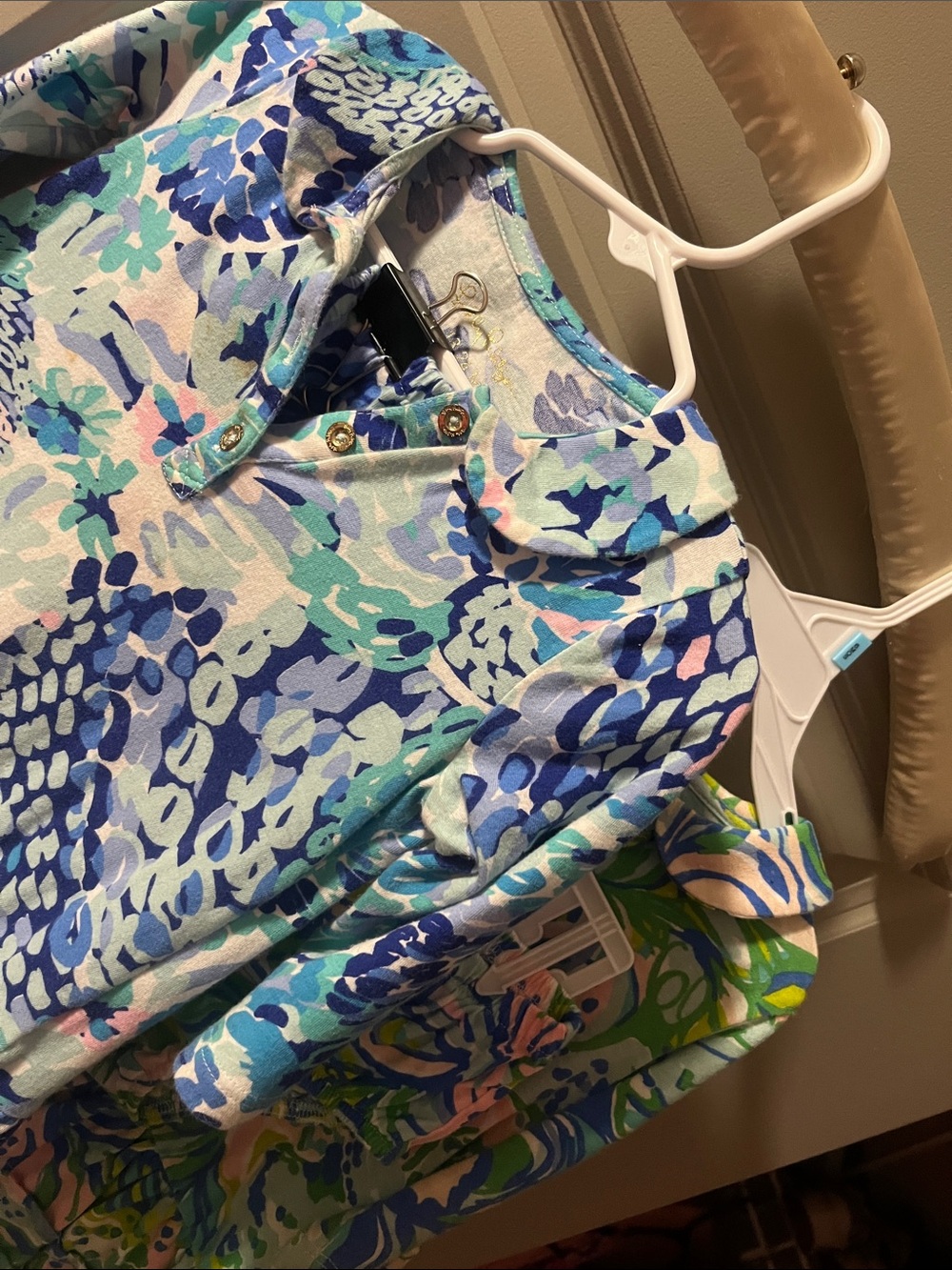 💙💚Lilly Pulitzer baby girls Blue Green Floral Print Dress - 4 piece set